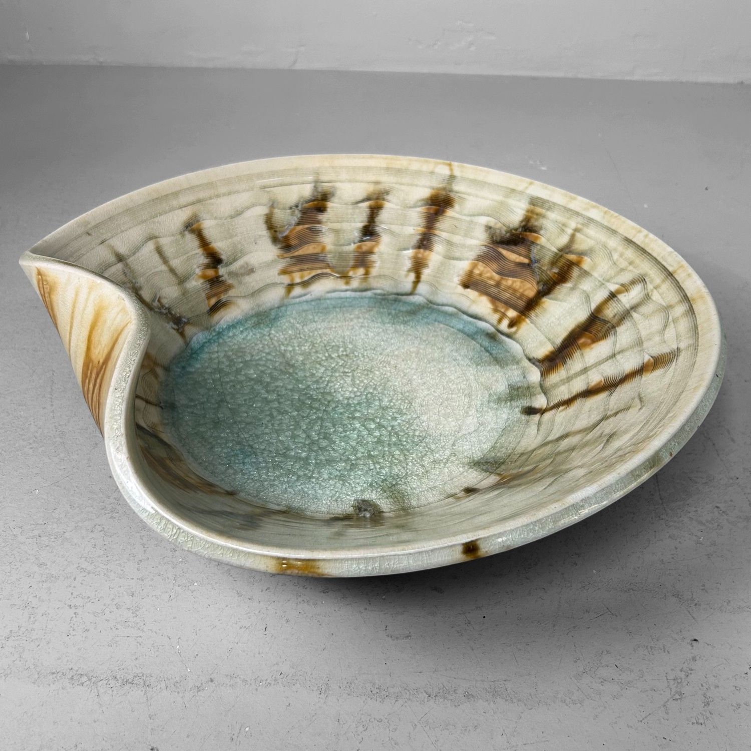Japanese Mid-Century Organic Ceramic Art Bowl, 1960s