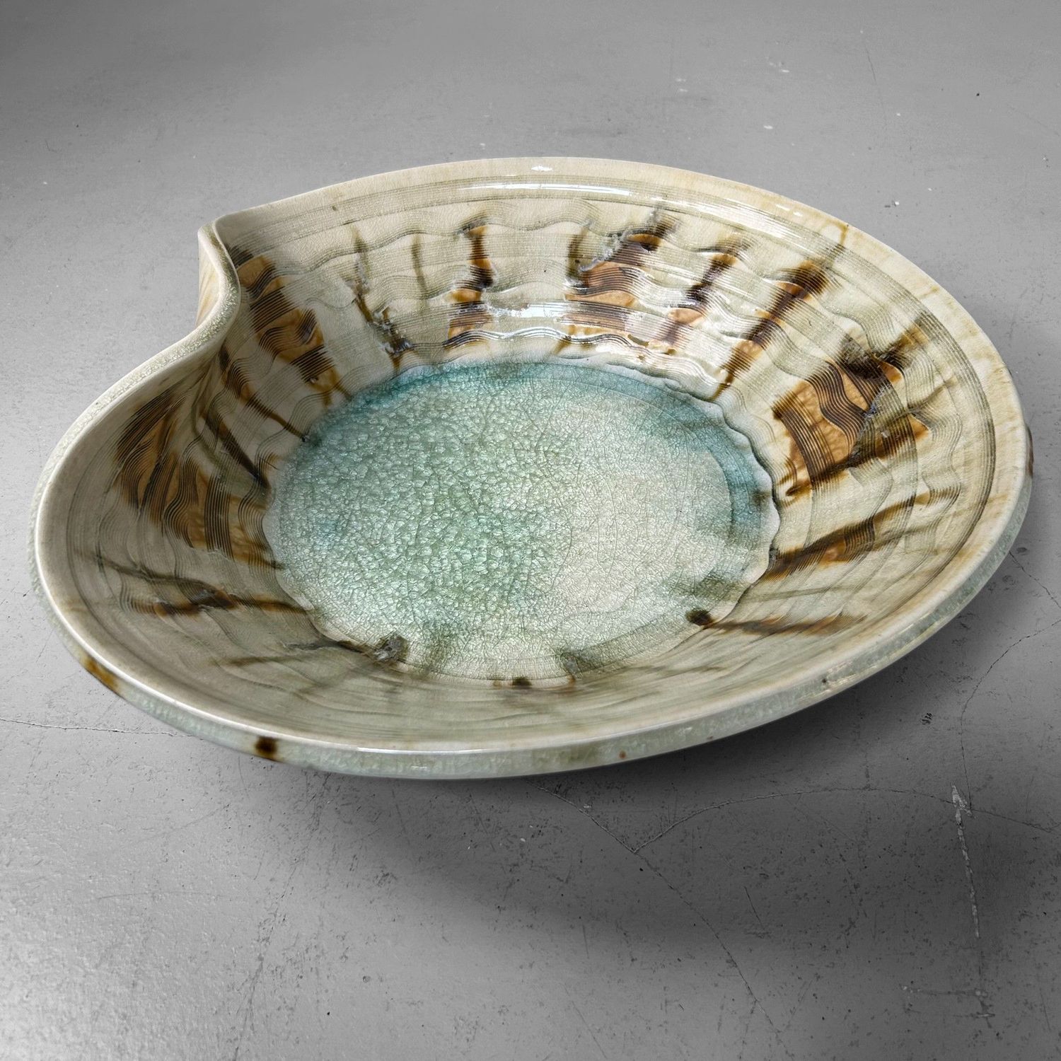 Japanese Mid-Century Organic Ceramic Art Bowl, 1960s