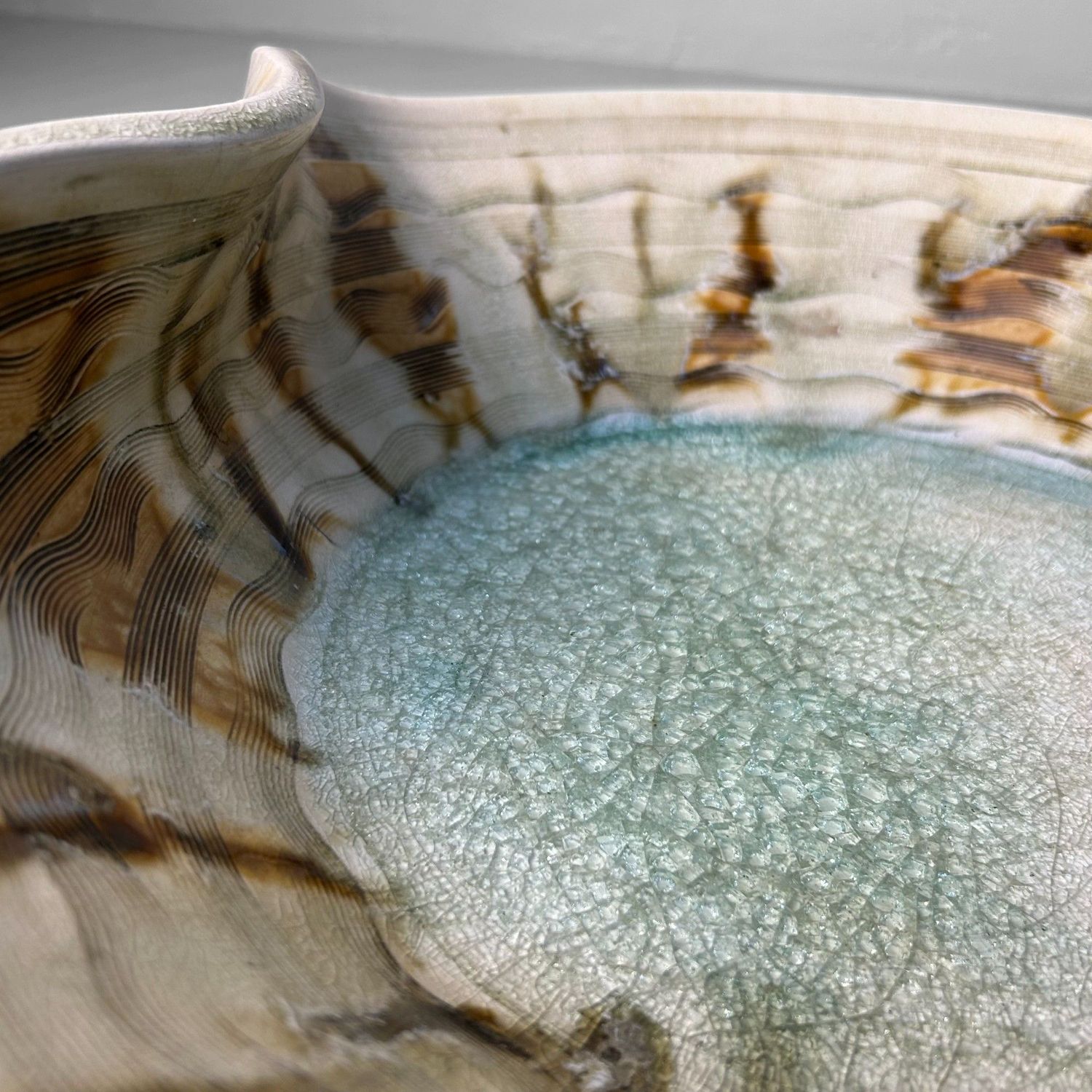 Japanese Mid-Century Organic Ceramic Art Bowl, 1960s