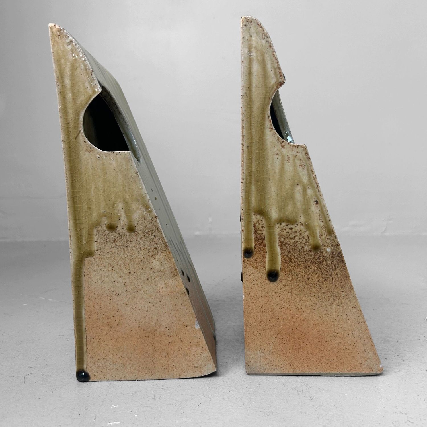 Set Organische Japanse Keramieken Ikebana Vazen – 1970s