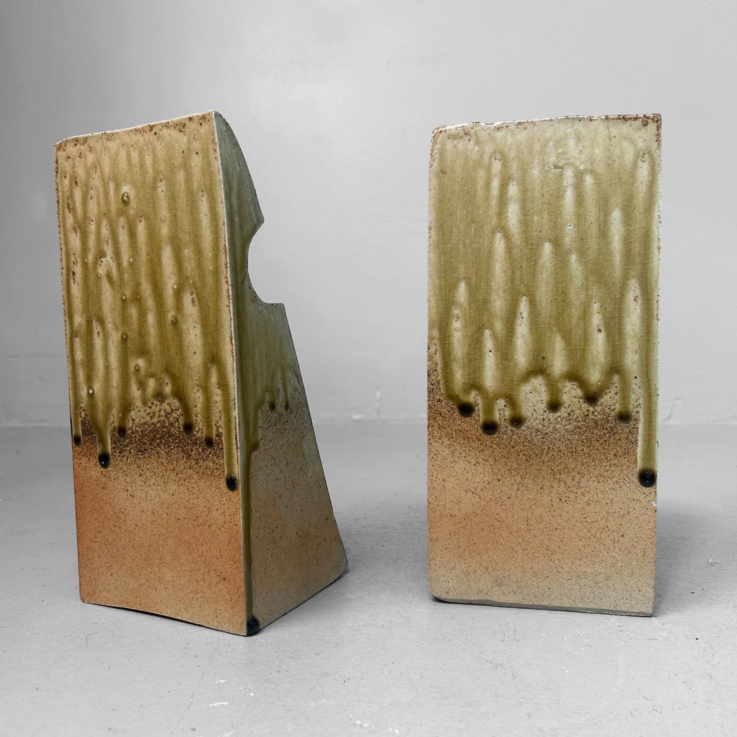 Set Organische Japanse Keramieken Ikebana Vazen – 1970s