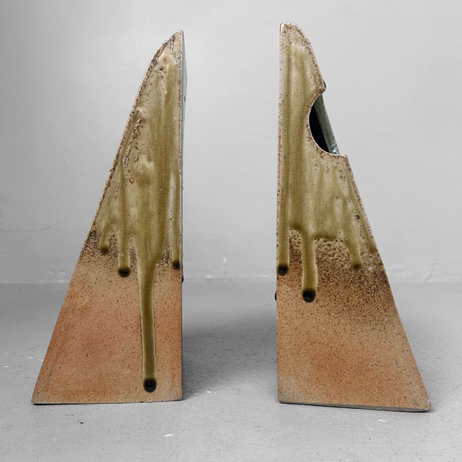 Set Organische Japanse Keramieken Ikebana Vazen – 1970s