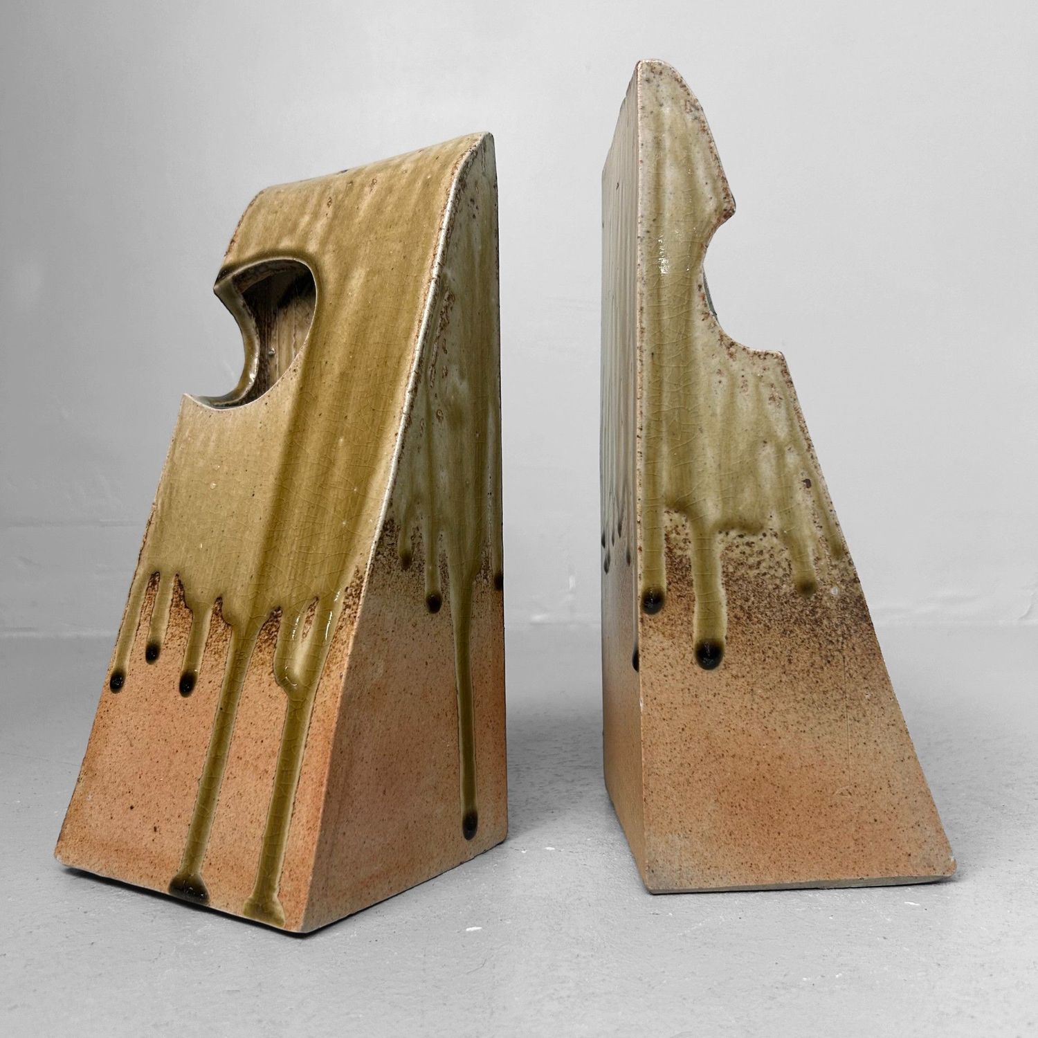 Set Organische Japanse Keramieken Ikebana Vazen – 1970s