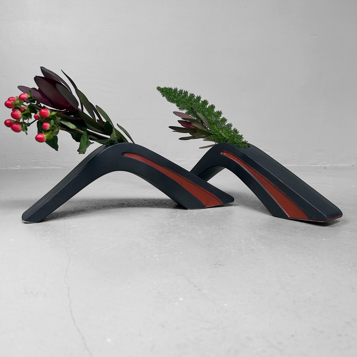Zeldzame Set Modernistische Japanse Ikebana Vazen, 1970s