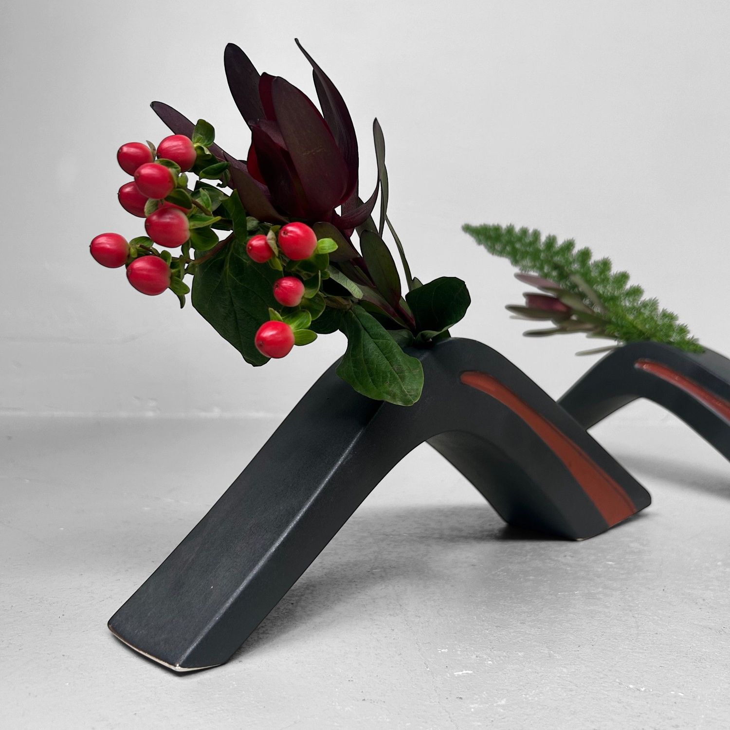 Zeldzame Set Modernistische Japanse Ikebana Vazen, 1970s