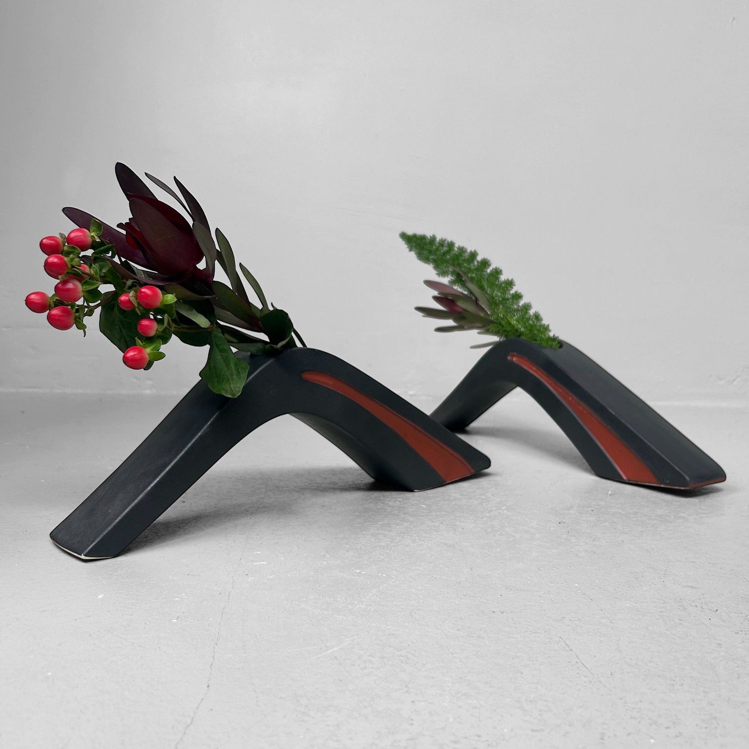 Zeldzame Set Modernistische Japanse Ikebana Vazen, 1970s