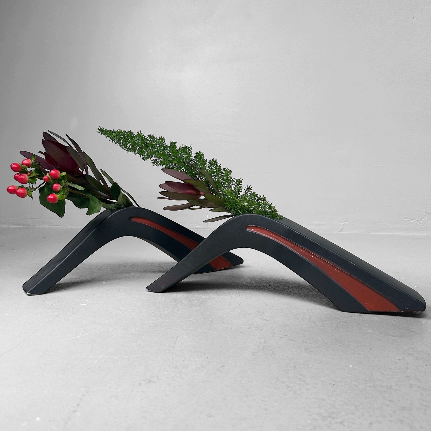 Zeldzame Set Modernistische Japanse Ikebana Vazen, 1970s