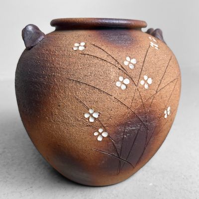 Shigaraki Ikebana Bloemenvaas door Meizan, Japan, jaren ’70