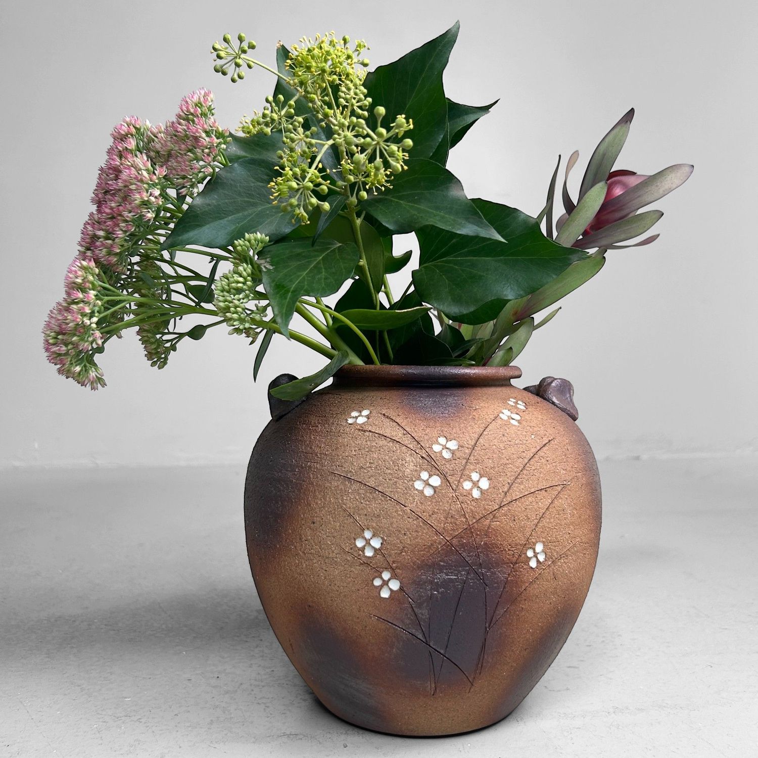 Shigaraki Ikebana Flower Vase by Meizan, Japan, 1970s