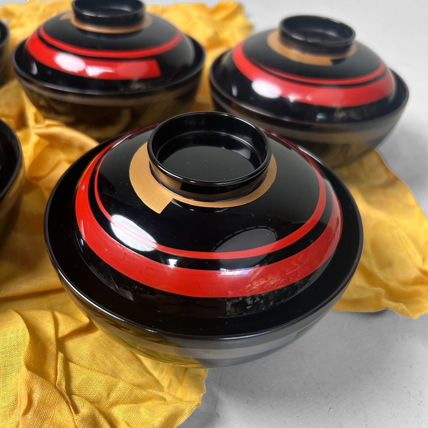 Set of Japanese Lacquerware Bowls – Wajima-nuri, Takasu-dō Ōmukai, 1970s