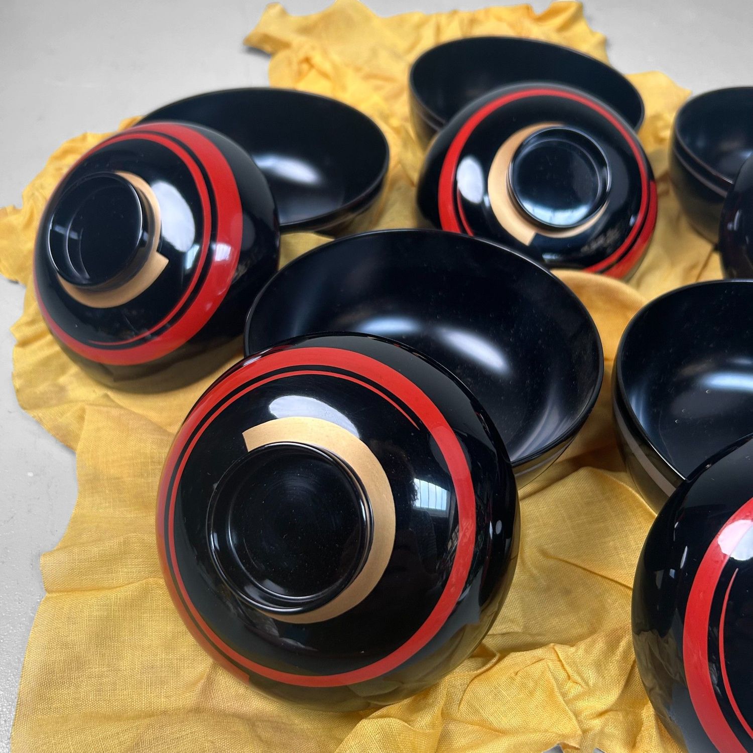 Set of Japanese Lacquerware Bowls – Wajima-nuri, Takasu-dō Ōmukai, 1970s