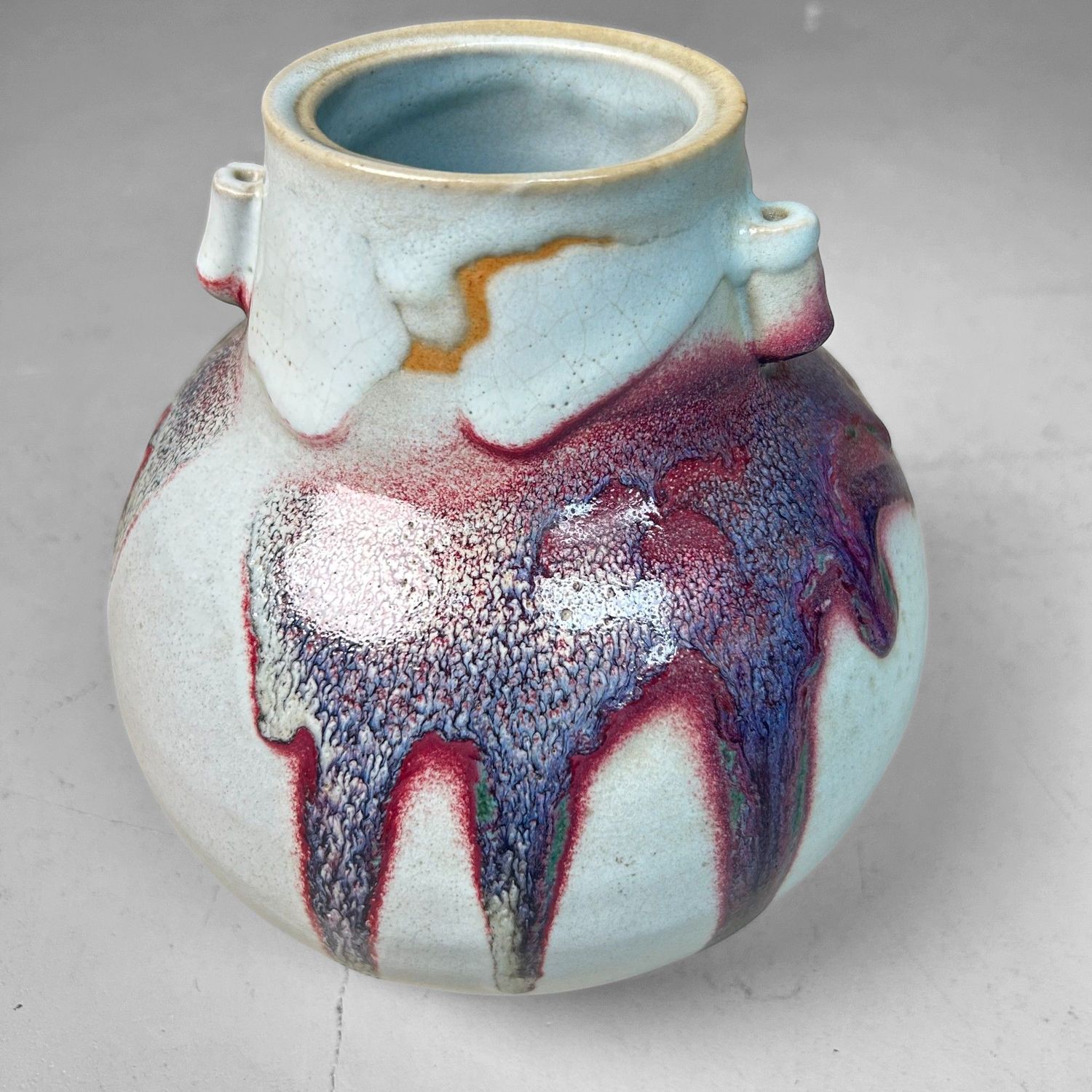 Japanese Ceramic Ikebana Vase – Hakuyū Shiban Kabin, 1980s