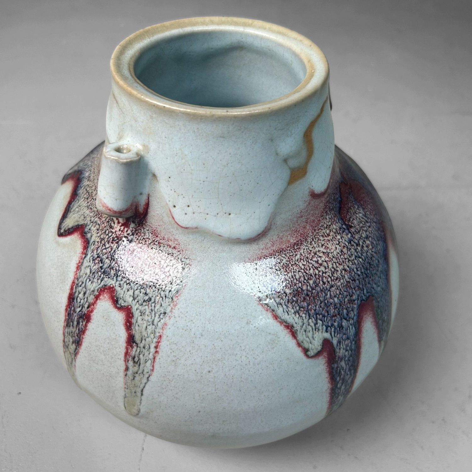 Japanese Ceramic Ikebana Vase – Hakuyū Shiban Kabin, 1980s