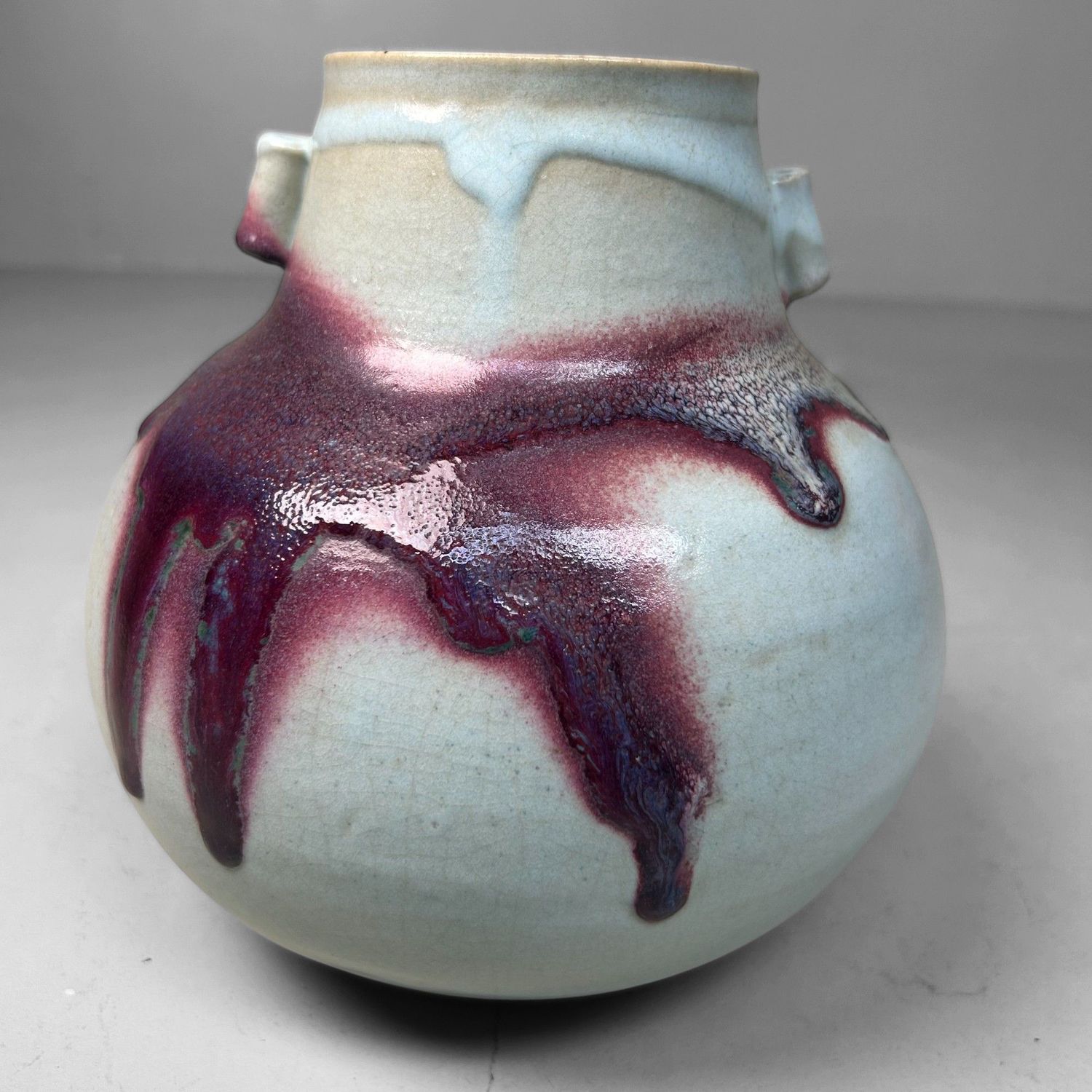 Japanese Ceramic Ikebana Vase – Hakuyū Shiban Kabin, 1980s