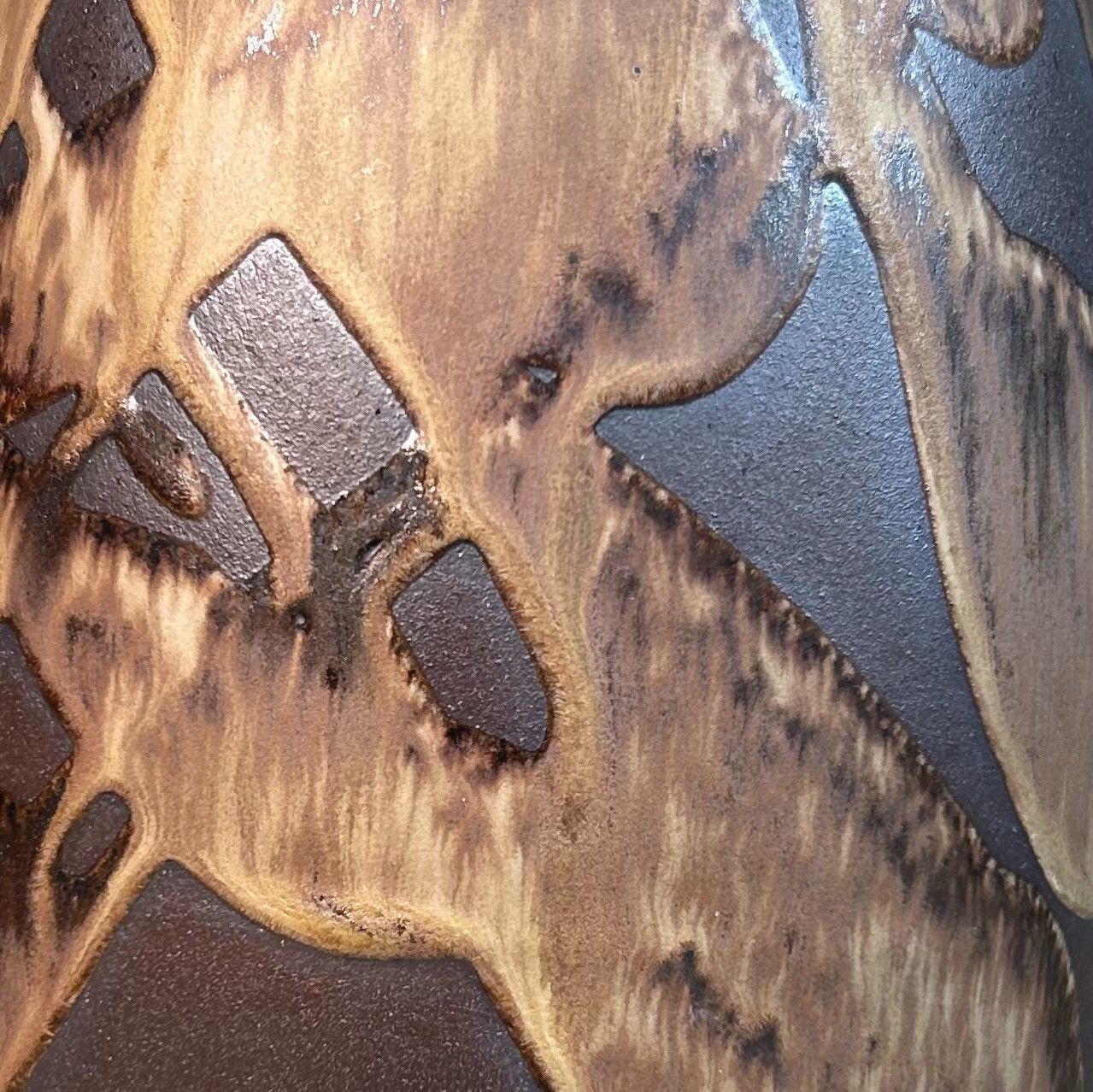 Organic Ikebana Vase with Abstract Glaze – 1970s Organic Ikebana Vase with Abstract Glaze – 1970s