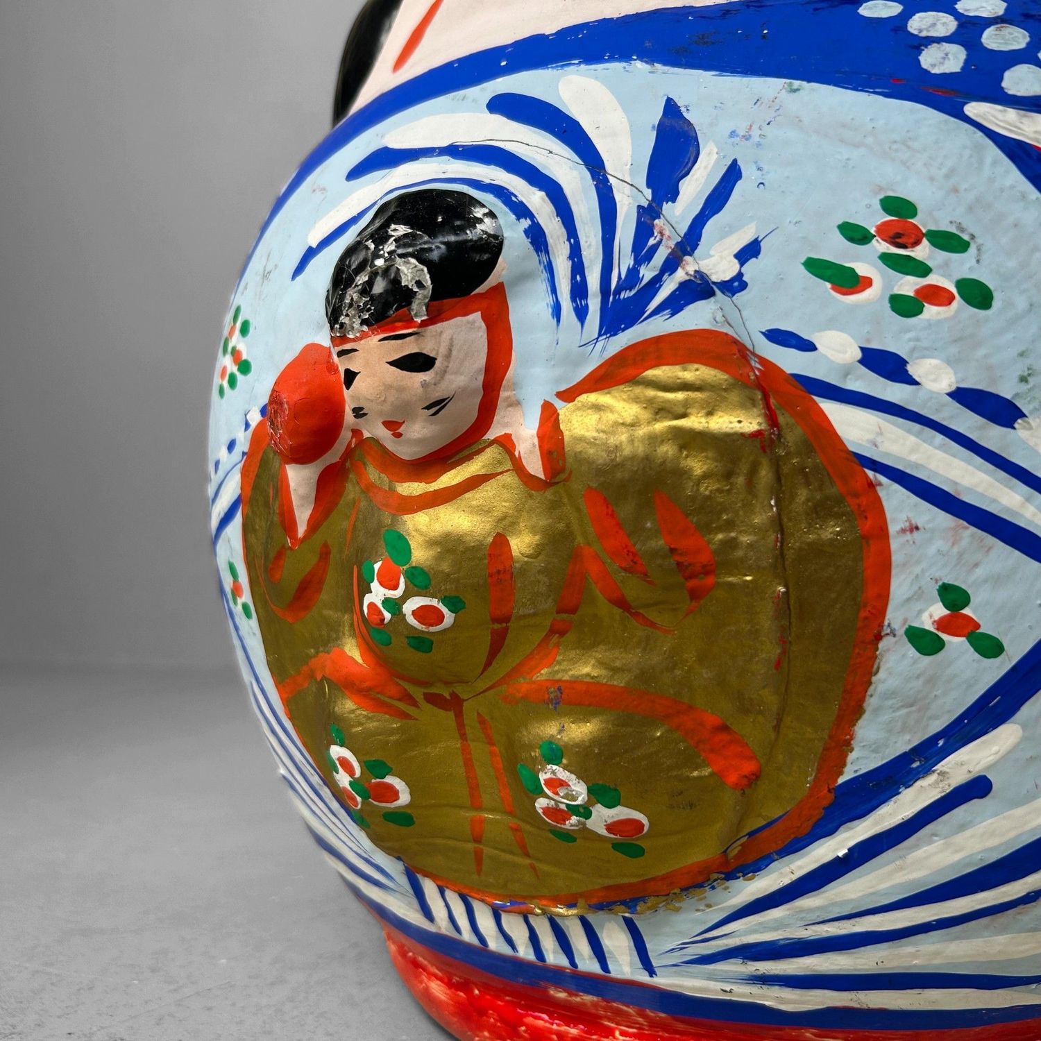 Grote Japanse Daruma – Handbeschilderd, 1970s