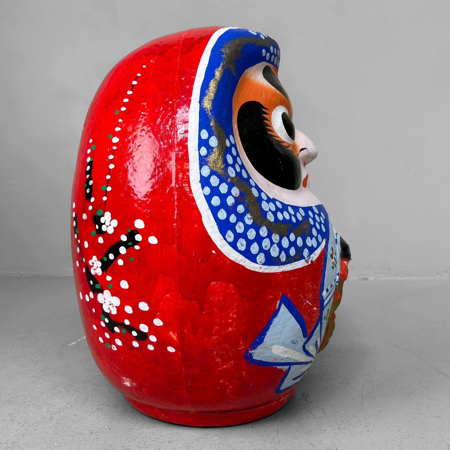 Grote Japanse Daruma – Handbeschilderd, 1970s