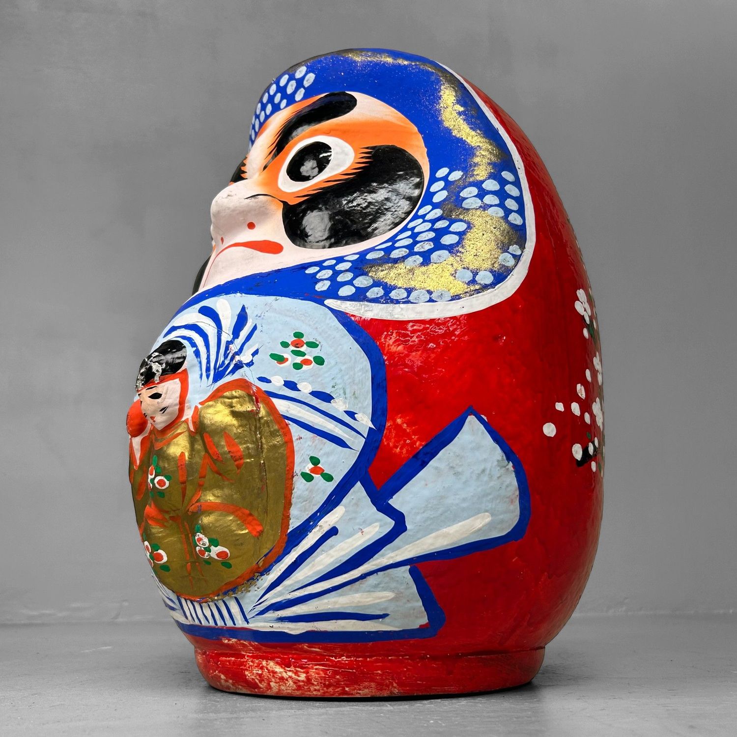 Grote Japanse Daruma – Handbeschilderd, 1970s