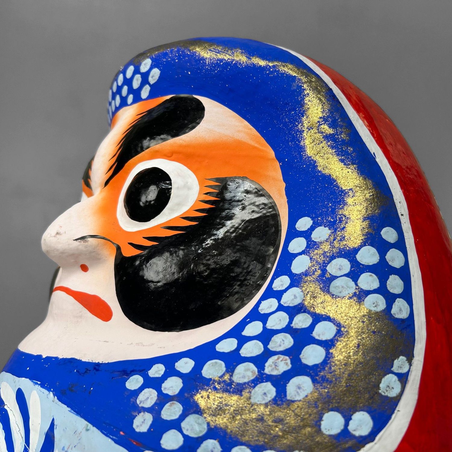 Grote Japanse Daruma – Handbeschilderd, 1970s