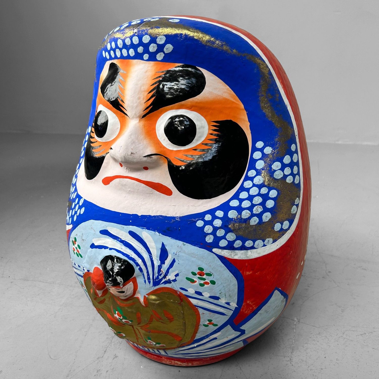 Grote Japanse Daruma – Handbeschilderd, 1970s