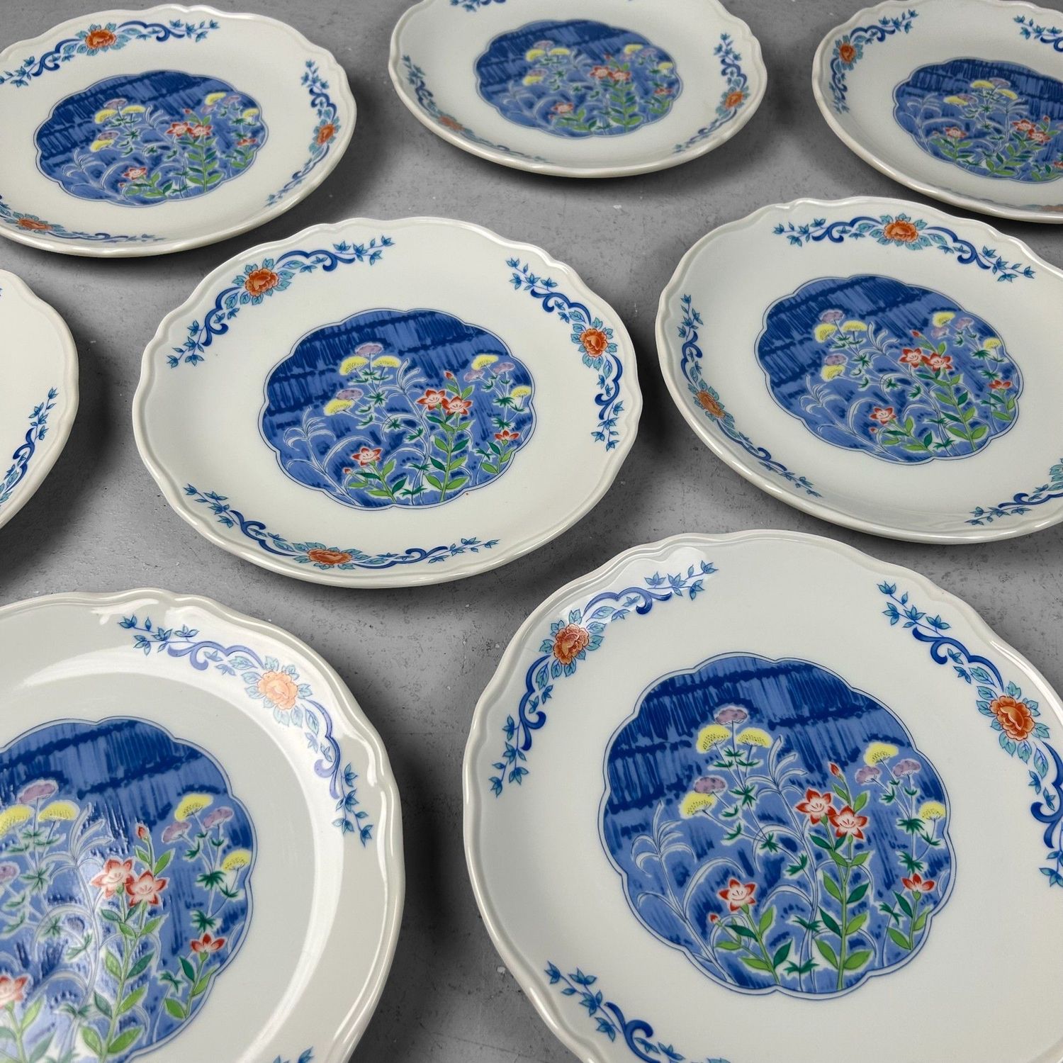 Set Japanse Porseleinen Serveerschalen – Mino Ware, 1980s