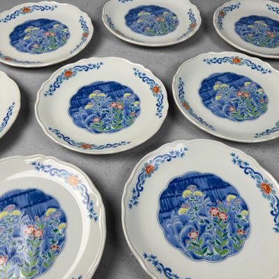 Set of Japanese Porcelain Serving Plates – Mino Ware, 1980s