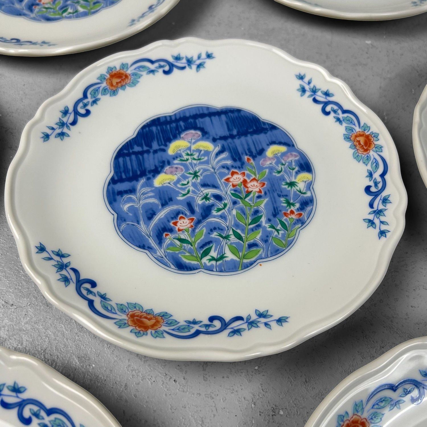 Set of Japanese Porcelain Serving Plates – Mino Ware, 1980s
