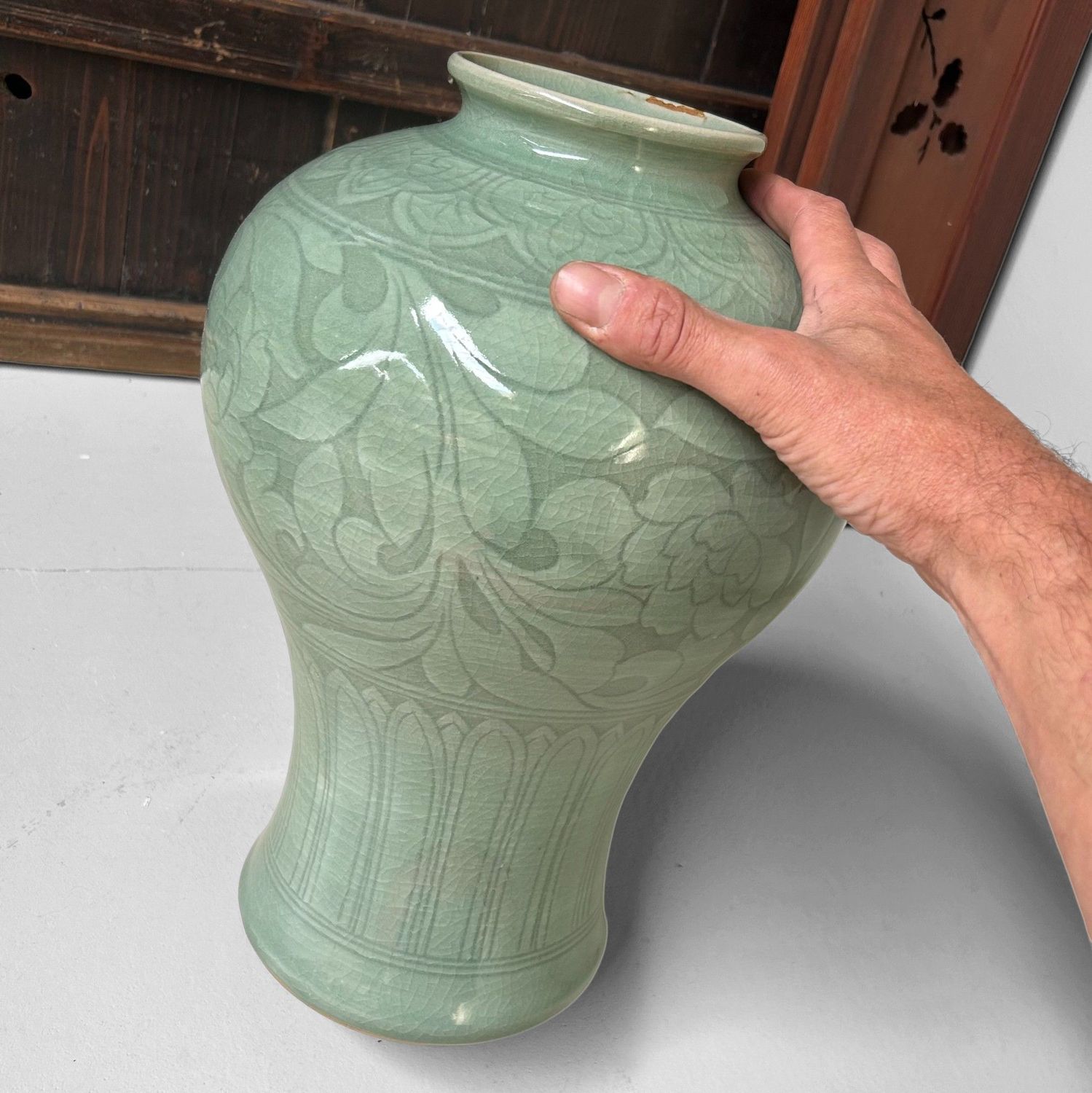 Mid Century Japanese Celadon Glaze Vase – 1950–1970