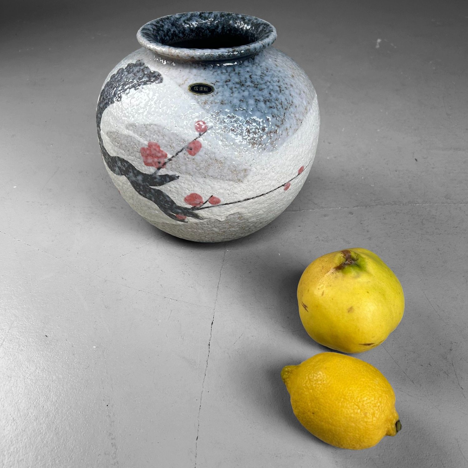 Japanse Shigaraki Bloemenvaas met Sakura-decor – 1970s