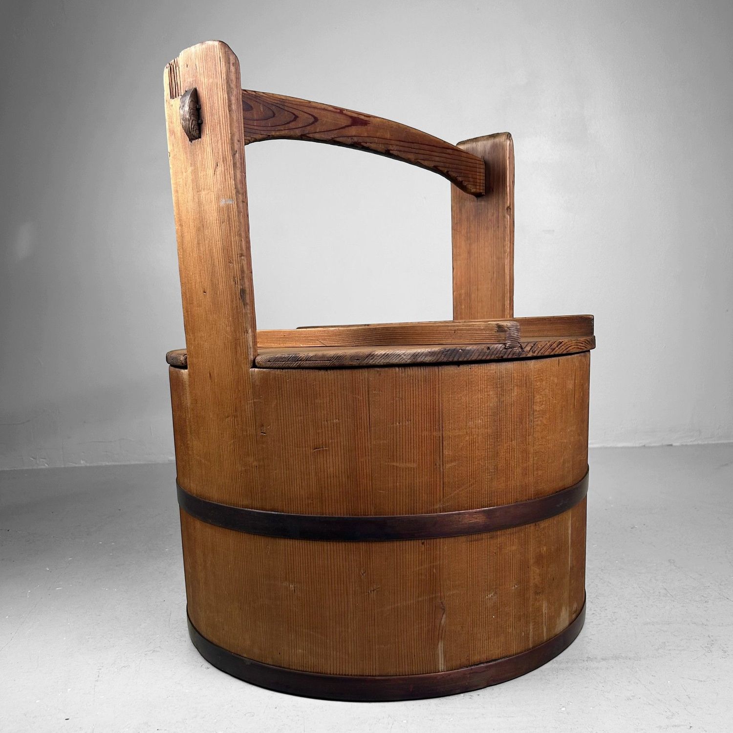 Japanse Houten Emmer, Tsukemono-oke, met deksel – jaren ’40