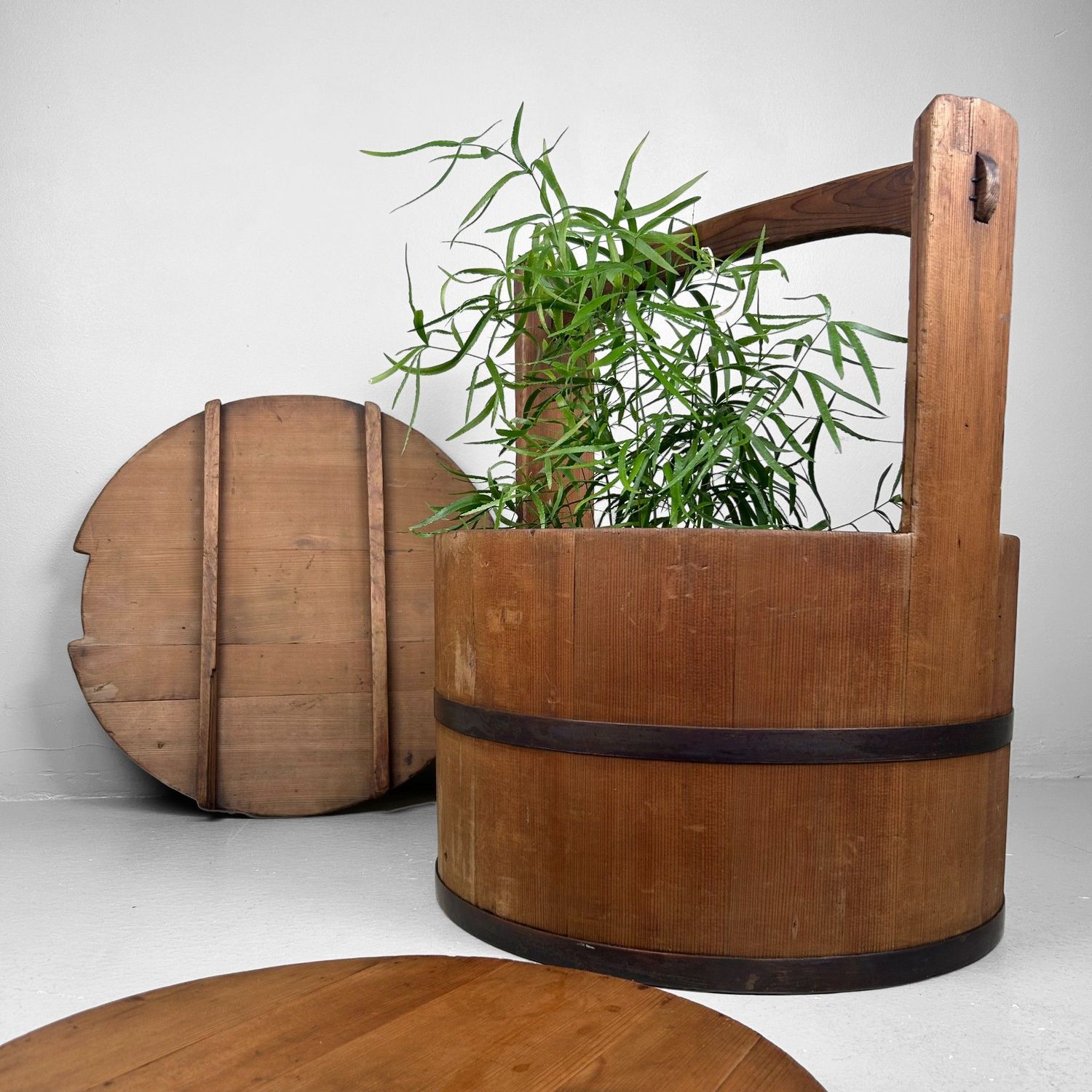 Japanese Wooden Bucket (Tsukemono-oke) with Lid – 1940s
