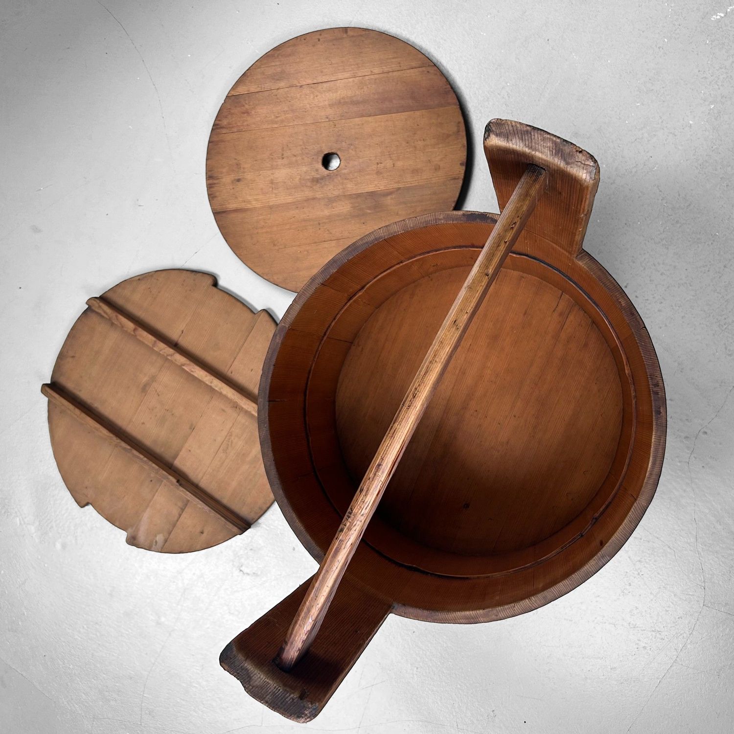 Japanese Wooden Bucket (Tsukemono-oke) with Lid – 1940s