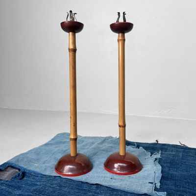 Elegante Japanse Kandelaren, Lakwerk & Bamboe – jaren ’20