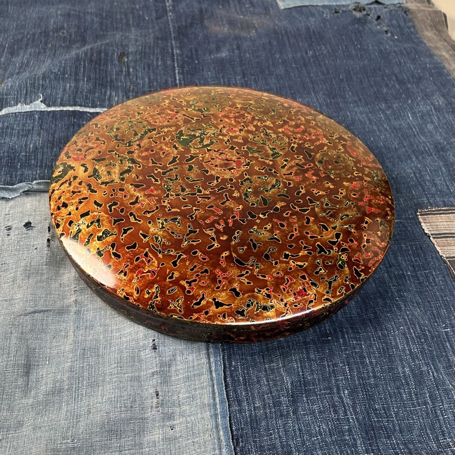 Vintage Japanese Serving Dish – Tsugaru-nuri Lacquer Technique, 1960s