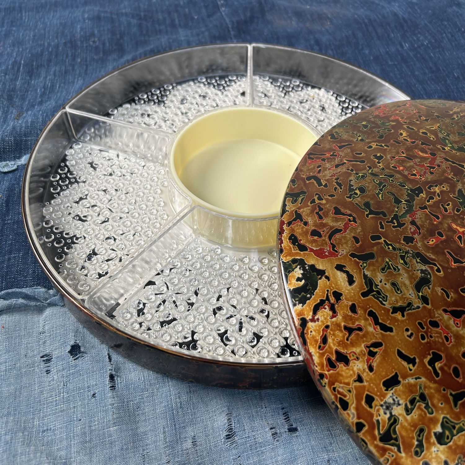 Vintage Japanese Serving Dish – Tsugaru-nuri Lacquer Technique, 1960s