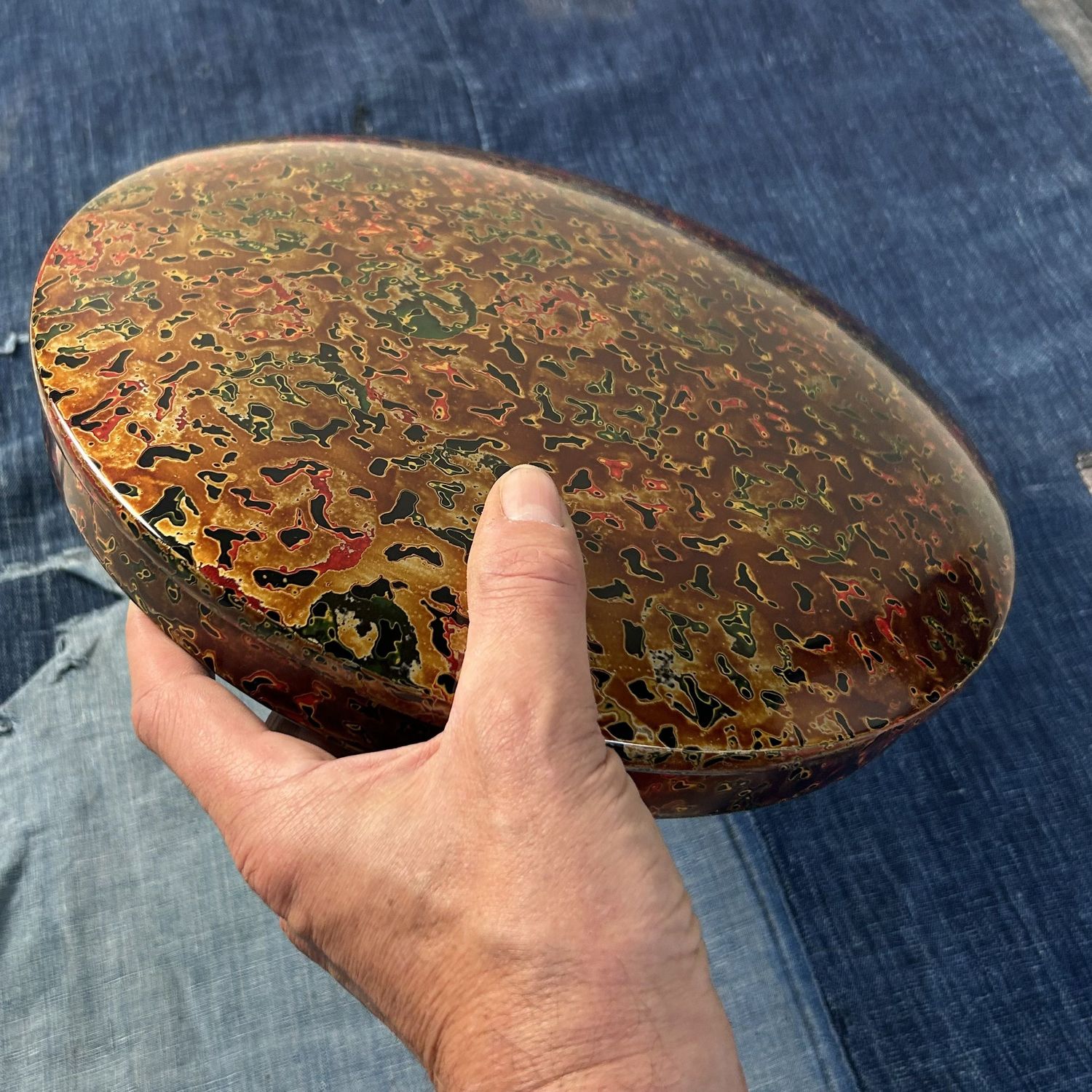 Vintage Japanese Serving Dish – Tsugaru-nuri Lacquer Technique, 1960s