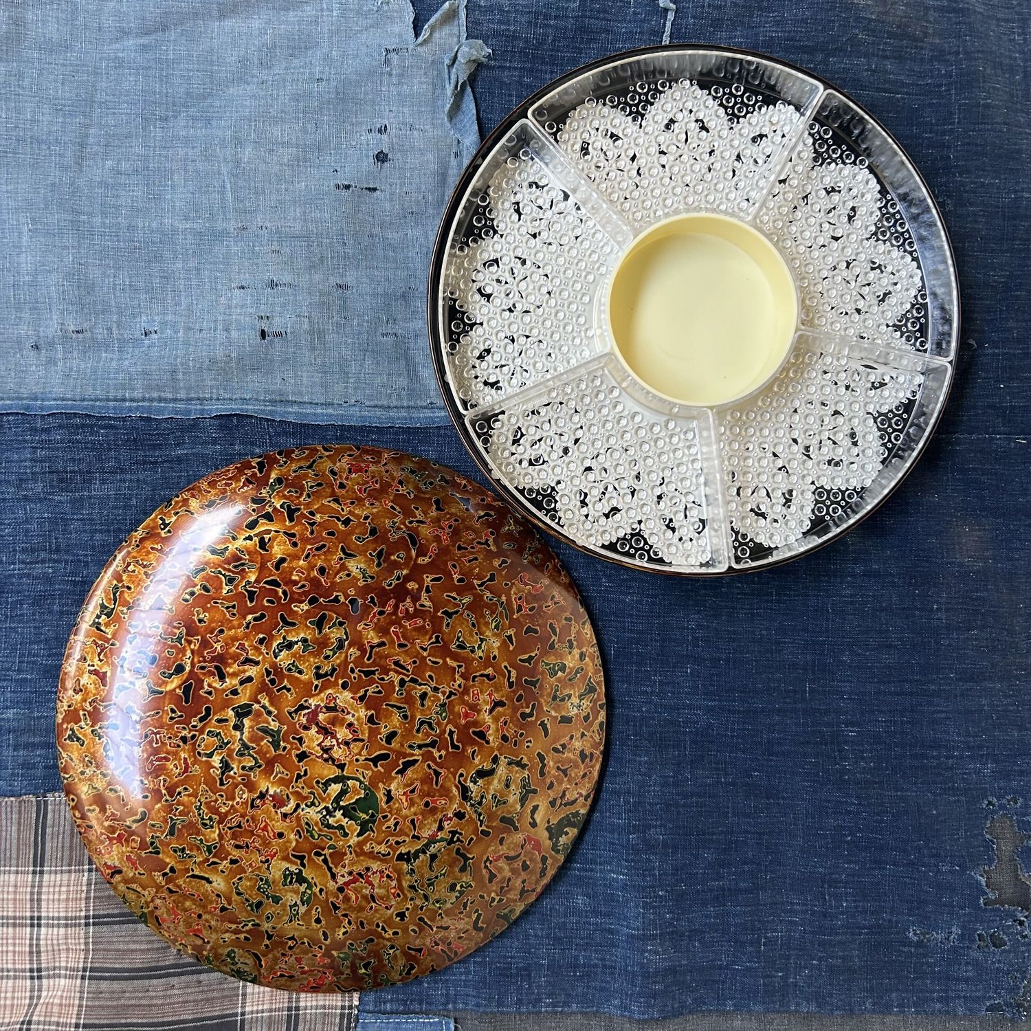 Vintage Japanese Serving Dish – Tsugaru-nuri Lacquer Technique, 1960s