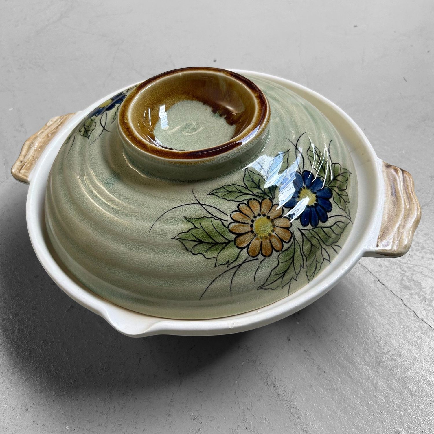 Vintage Japanese Ceramic Set – Donabe (Hotpot) & Sake Set, 1970s