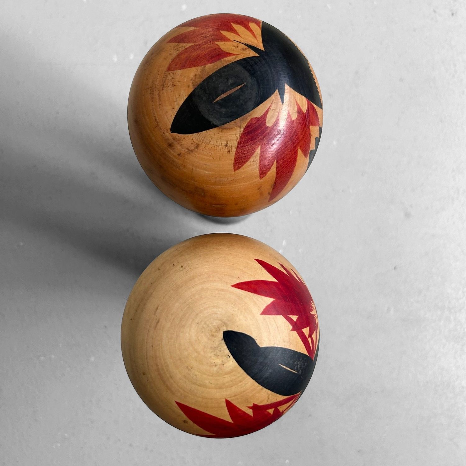 Groot Traditioneel Kokeshi-paar – Naruko-school, Okazaki, 1960s