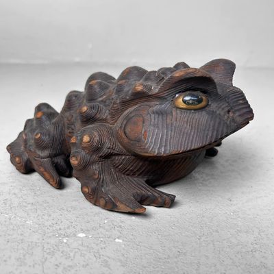Okimono Houten Kikker, Kaeru Yakisugi, Japan, 1900–1939