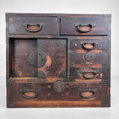 Antieke Ko-Choba Tansu, Kleine Japanse Kast, 1890–1915