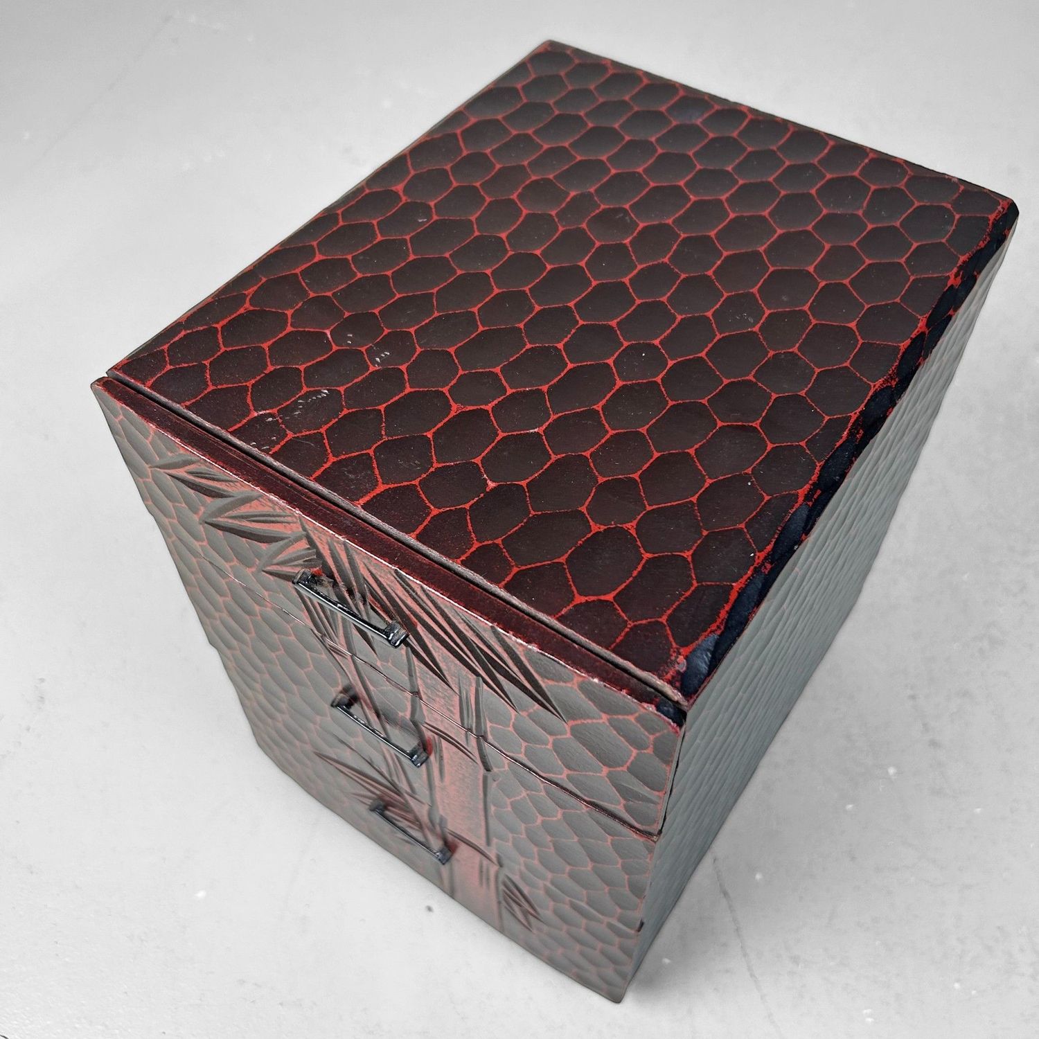 Vintage Kamakura-bori Haribako, 'Bamboe', Japans Juwelenkastje, Japan.