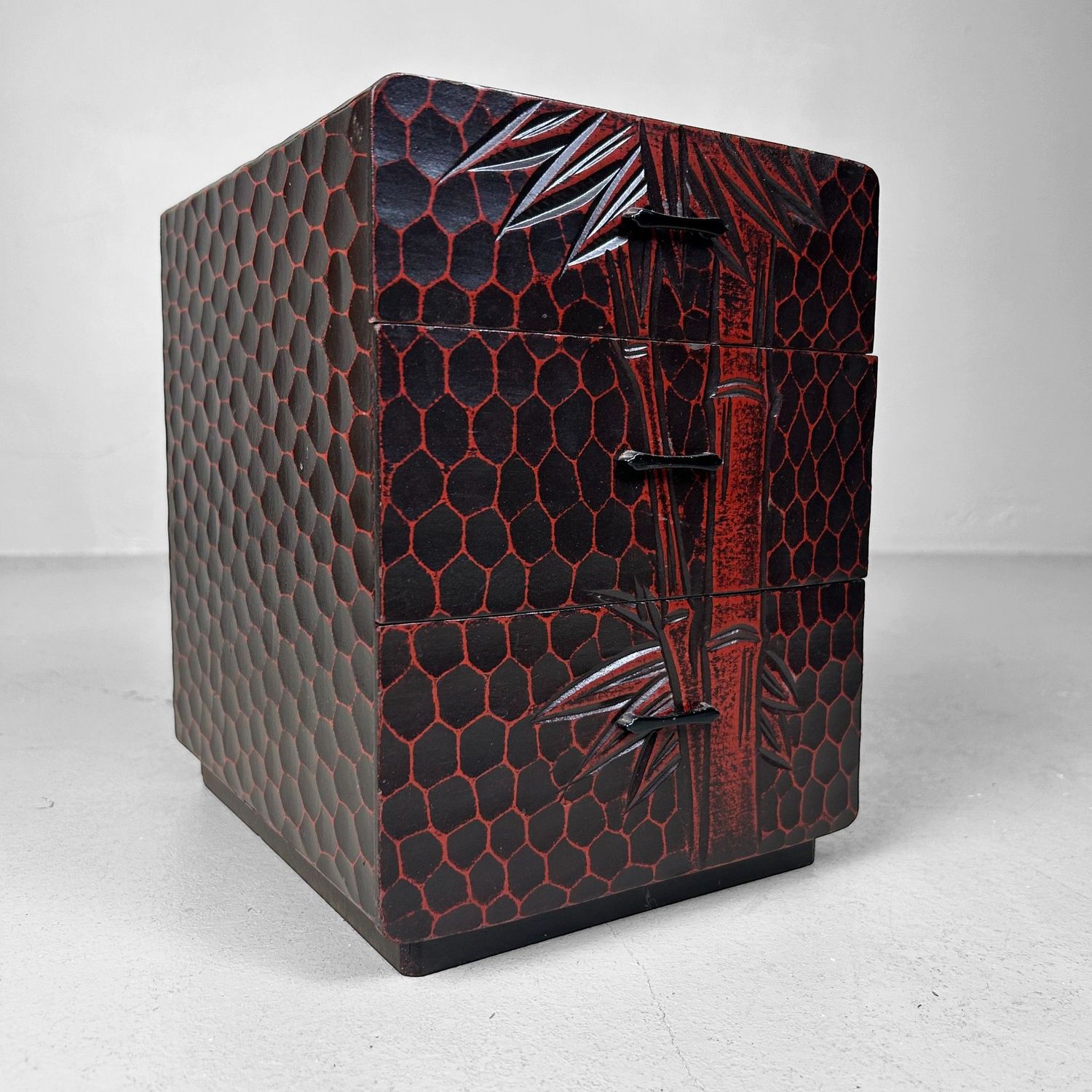 Vintage Kamakura-bori Haribako, 'Bamboe', Japans Juwelenkastje, Japan.