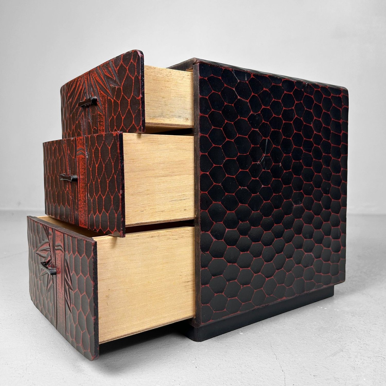 Vintage Kamakura-bori Haribako, 'Bamboe', Japans Juwelenkastje, Japan.