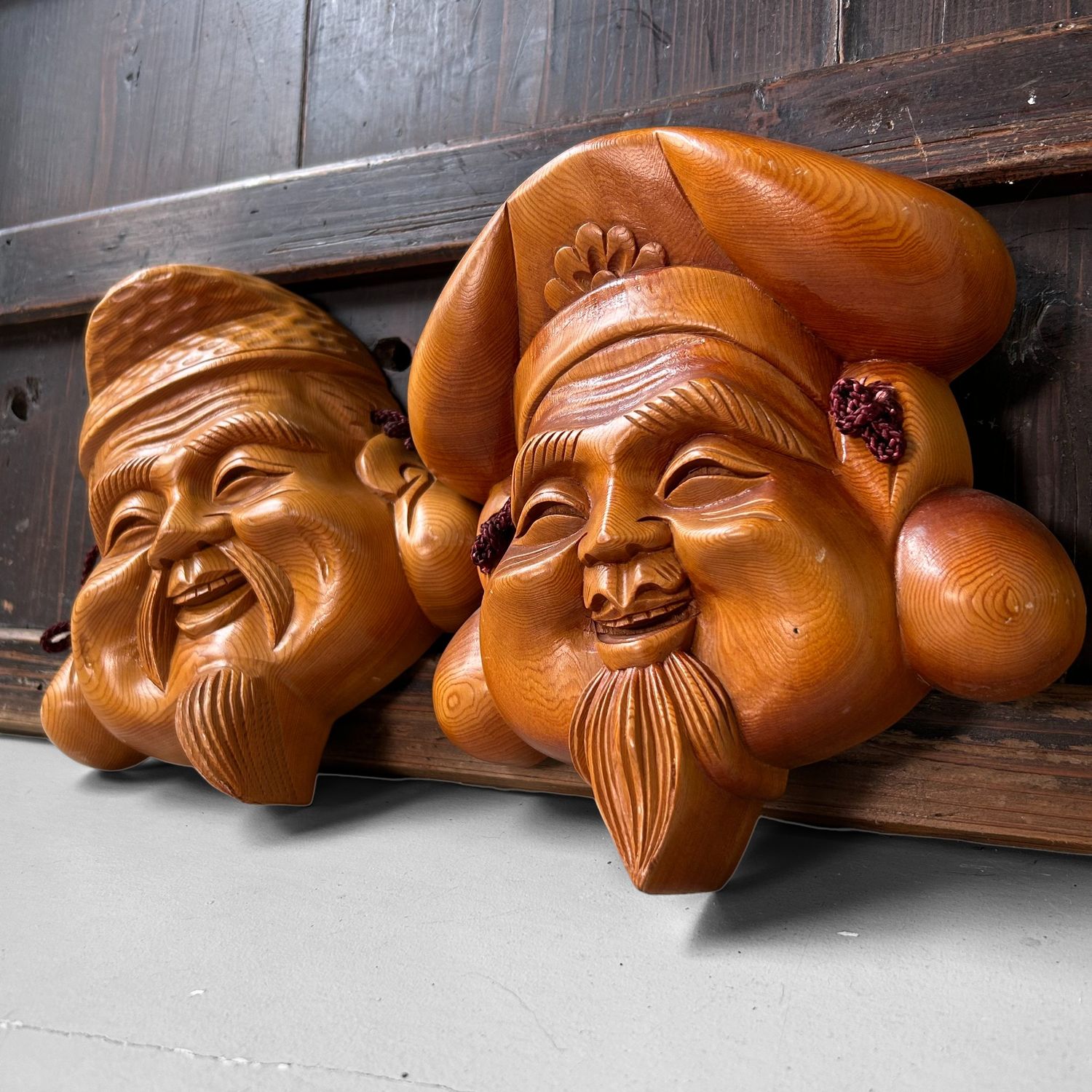 Japanese Wooden Masks – Ebisu & Daikokuten, 1960s