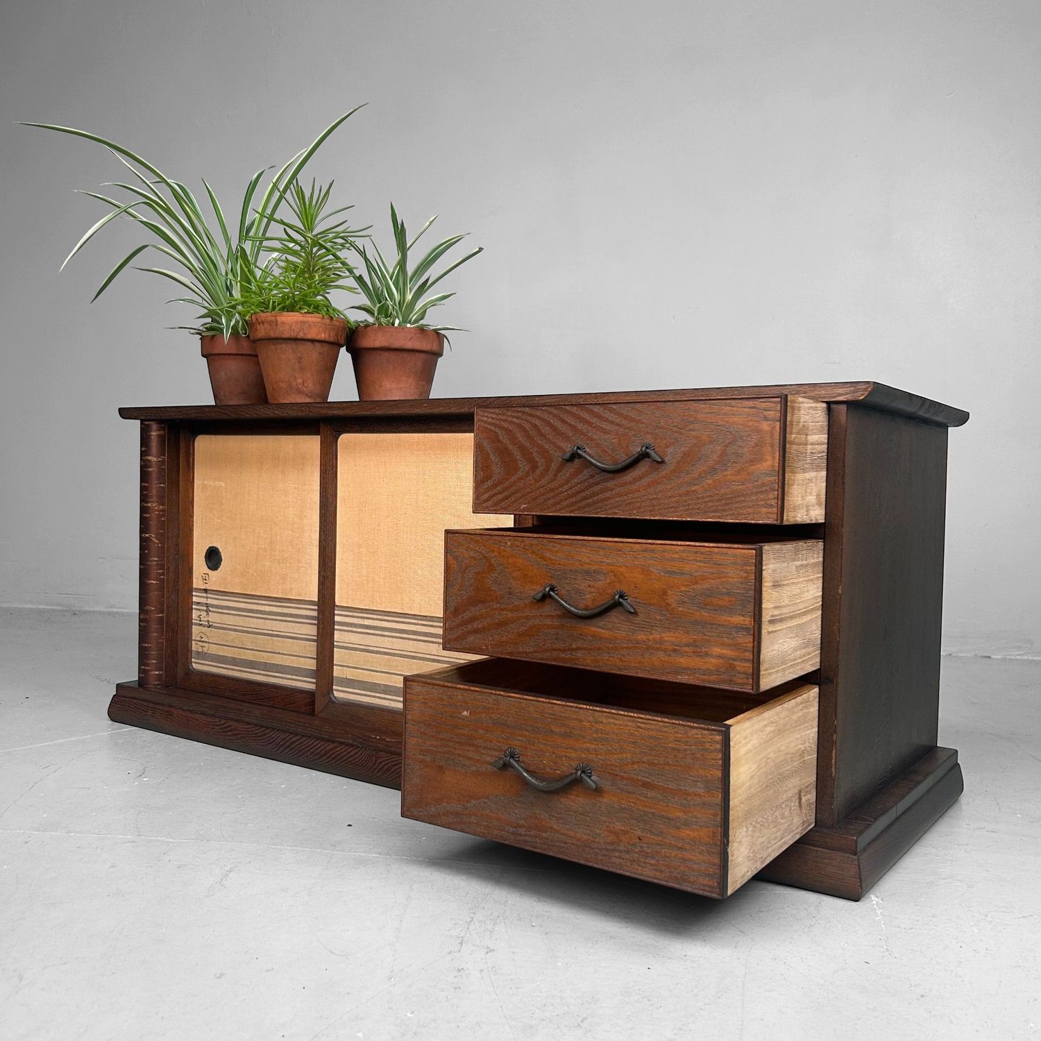 Japanse Tokonoma Tansu, Laag Minimalistisch Display Meubel, 1950s