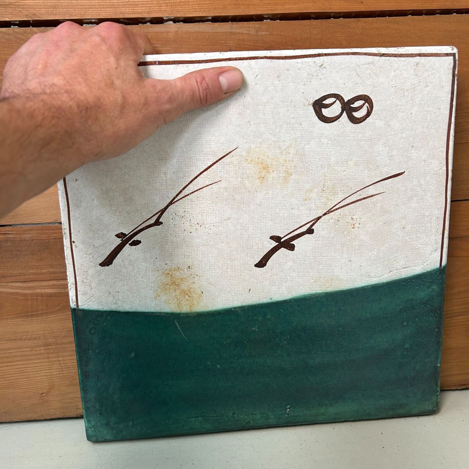 Oribe-ware Toban Ceramic Tile for the Tea Ceremony, 1915–1925 Oribe-ware Toban Ceramic Tile for the Tea Ceremony, 1915–1925