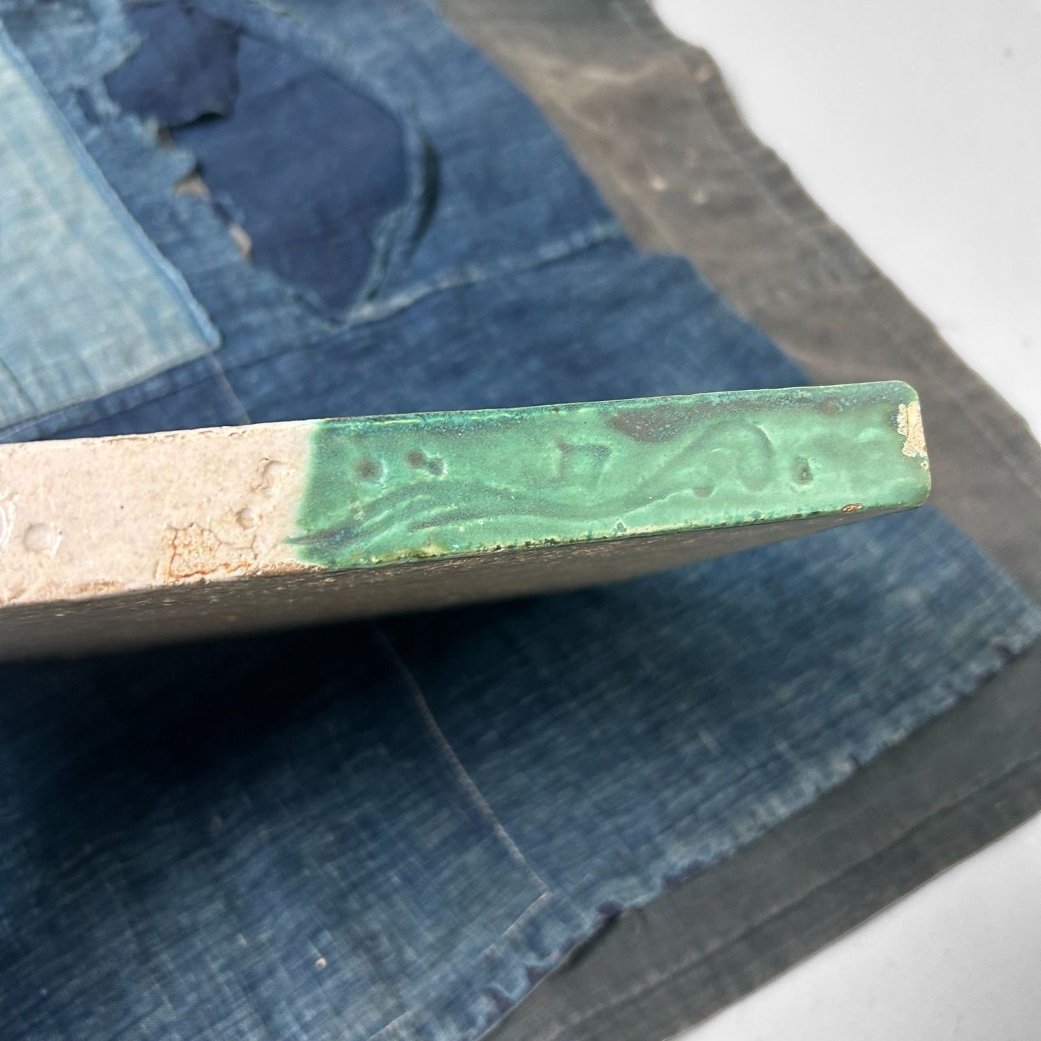 Oribe-ware Toban Ceramic Tile for the Tea Ceremony, 1915–1925 Oribe-ware Toban Ceramic Tile for the Tea Ceremony, 1915–1925