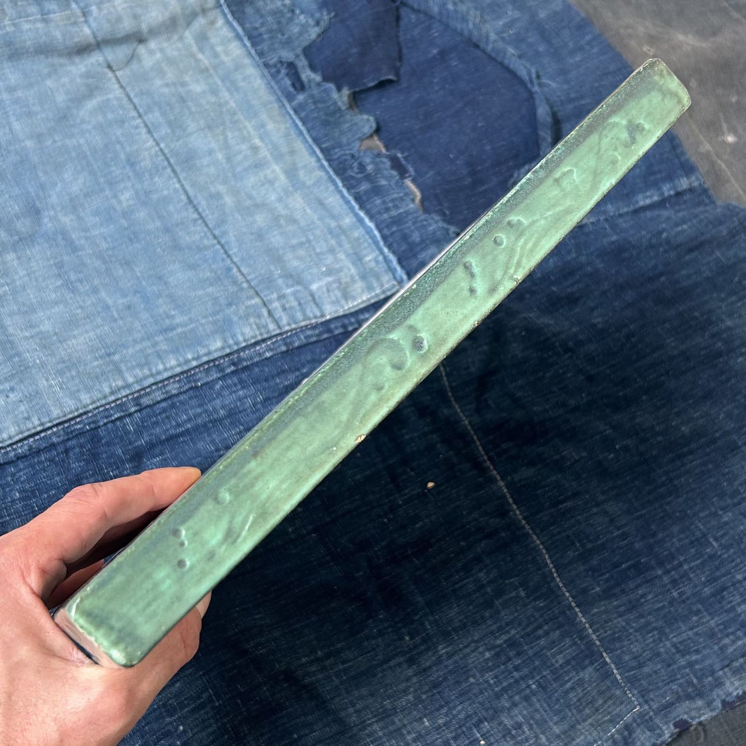 Oribe-ware Toban Ceramic Tile for the Tea Ceremony, 1915–1925 Oribe-ware Toban Ceramic Tile for the Tea Ceremony, 1915–1925