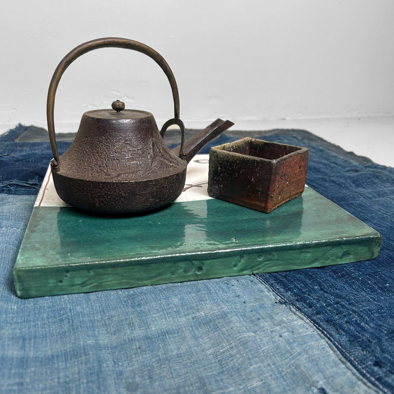 Oribe-ware Toban Ceramic Tile for the Tea Ceremony, 1915–1925 Oribe-ware Toban Ceramic Tile for the Tea Ceremony, 1915–1925